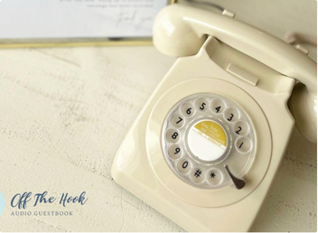 Soft ivory audio guestbook phone with warm romantic tones for weddings