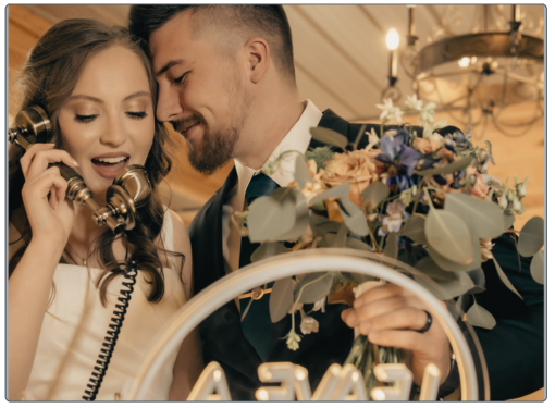 bride and groom audio guestbook photo